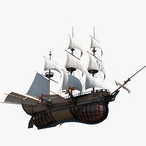 3D model Fantasy Flying Sailing Ship Rigged for Maya