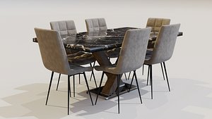 3D Marble table and soft chairs