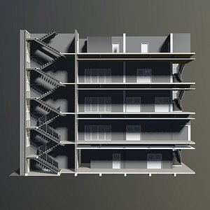Office building in section cut