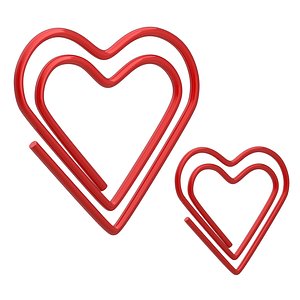Paper Clip Heart Shape Red 3D