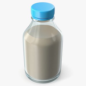 Cartoon Milk Glass Bottle with Blue Lid model