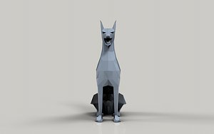 3D Low Poly Cartoon Dog Statue model