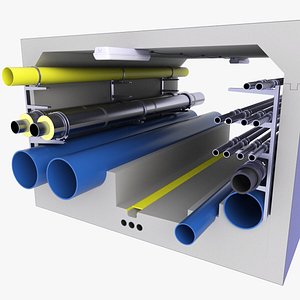 tunnel pipes technical diagram 3D model