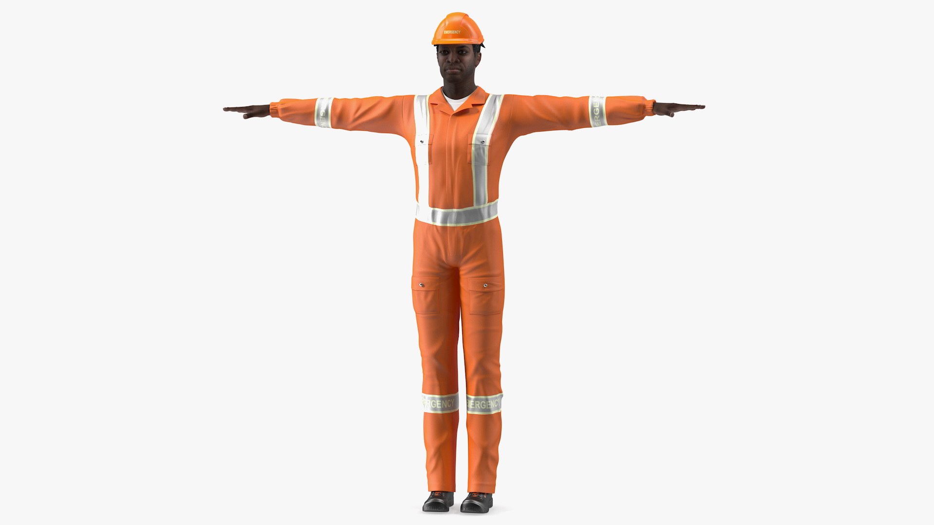 African American Rescuer T Pose 3D model preview