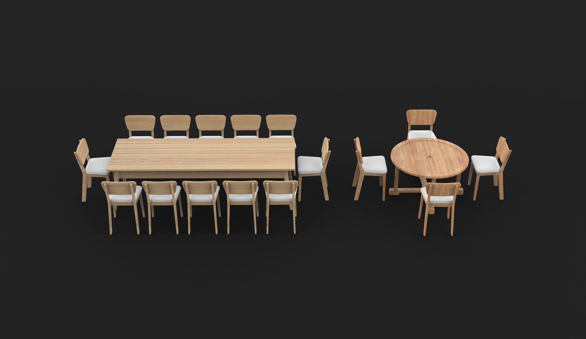 Extendable Dining Table Set 3D Model Model - TurboSquid 2532153