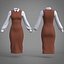 Conjunto de dos piezas para oficina de mujer: vestido y camisa tipo pichi.
