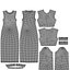 Conjunto de dos piezas para oficina de mujer: vestido y camisa tipo pichi.