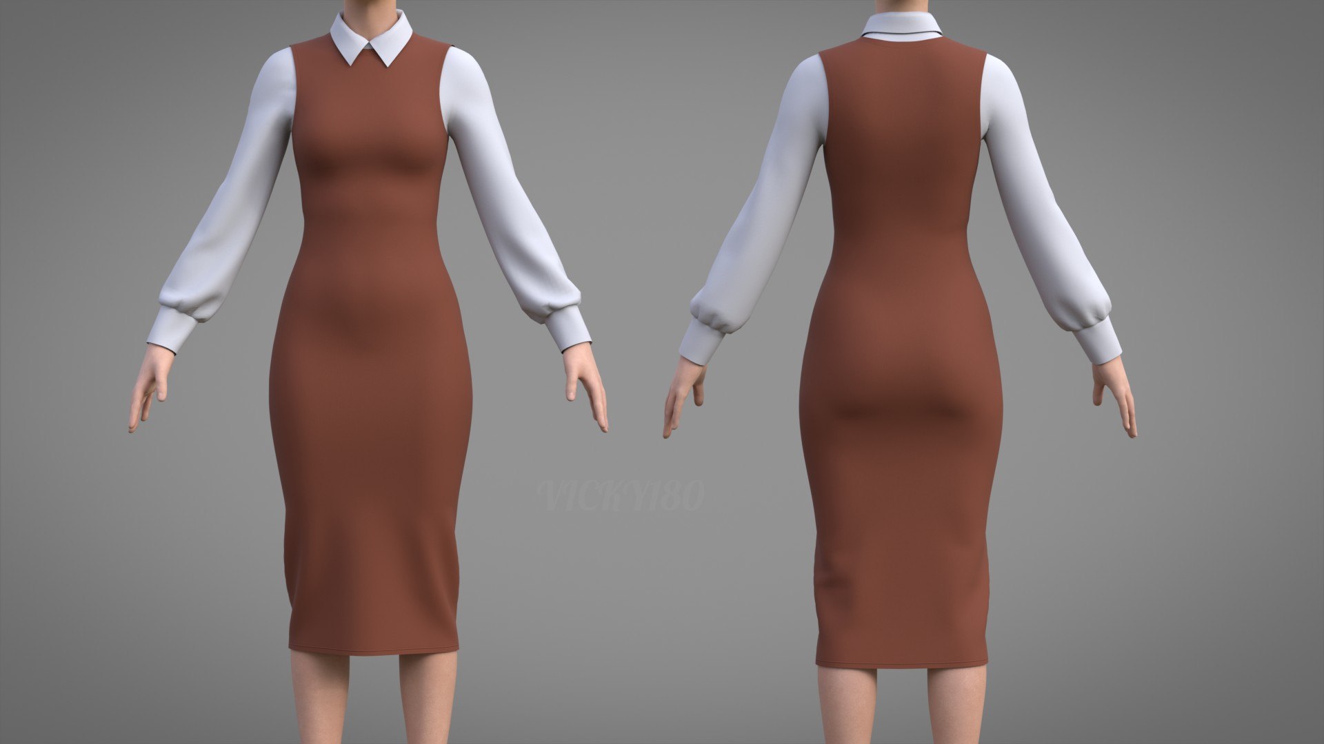 Pinafore Dress and Shirt Corporate Outfit - Two Piece Womens Office Clothing Set 3D model https://p.turbosquid.com/ts-thumb/Sy/r2VALB/H9/thumbnail6/jpg/1771399436/1920x1080/fit_q87/e93c9ae33e1900fe239d8b81c991f15254c6adf5/thumbnail6.jpg
