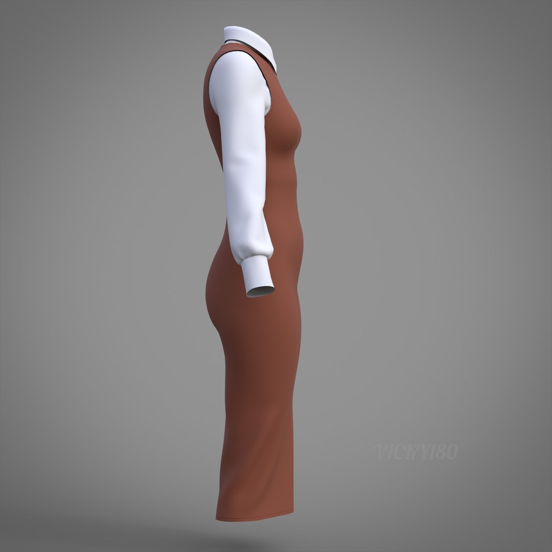 Pinafore Dress and Shirt Corporate Outfit - Two Piece Womens Office Clothing Set 3D model https://p.turbosquid.com/ts-thumb/Sy/r2VALB/I5/dress0008/jpg/1771399514/1920x1080/fit_q87/bbaa5832c3f143ce2e735480f6652958c0b7fc31/dress0008.jpg