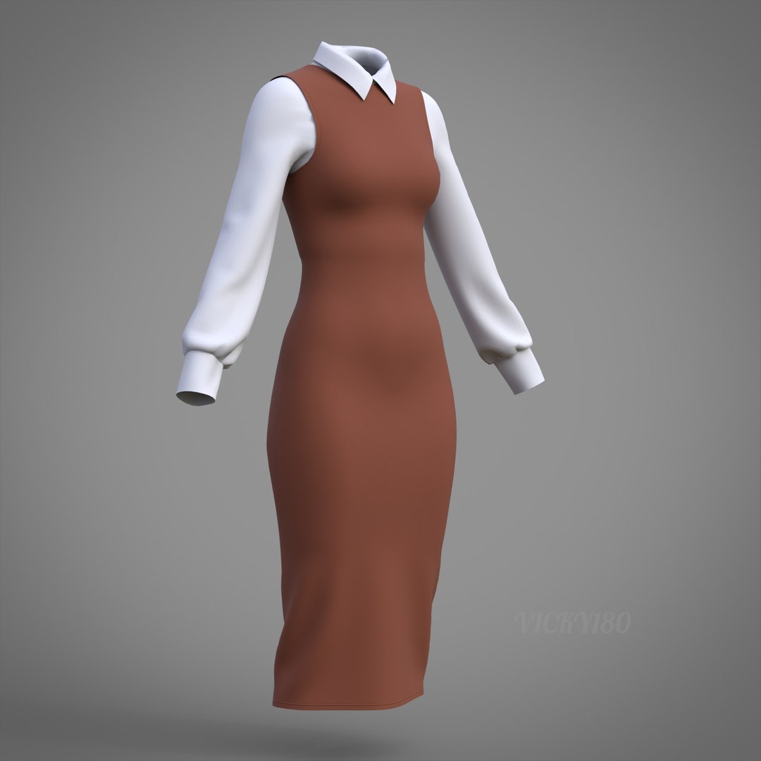 Pinafore Dress and Shirt Corporate Outfit - Two Piece Womens Office Clothing Set 3D model https://p.turbosquid.com/ts-thumb/Sy/r2VALB/X8/dress0004/jpg/1771399514/1920x1080/fit_q87/6870d9988214d0544d8c0987e22e6622a0dd319c/dress0004.jpg