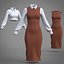 Conjunto de dos piezas para oficina de mujer: vestido y camisa tipo pichi.