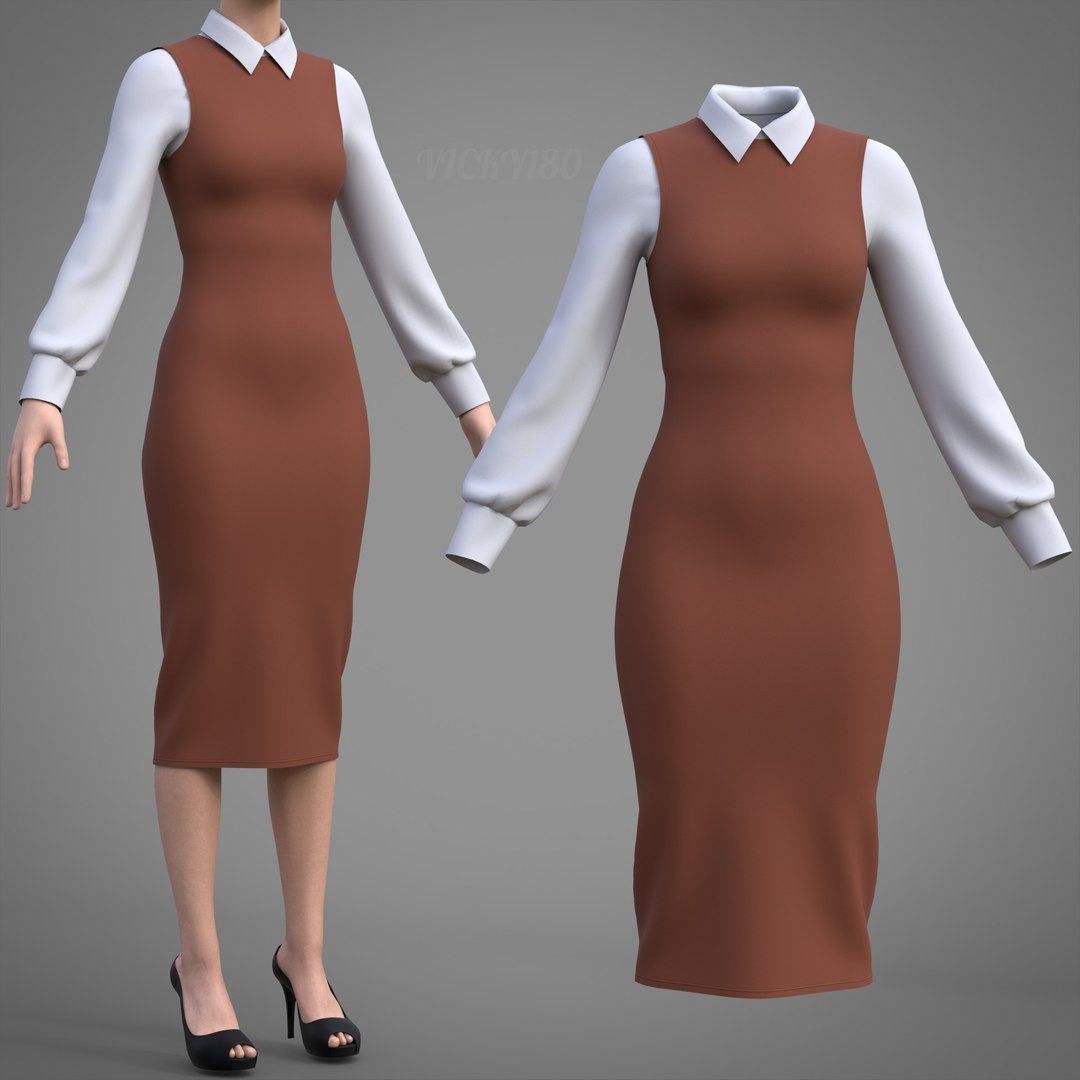 Pinafore Dress and Shirt Corporate Outfit - Two Piece Womens Office Clothing Set 3D model https://p.turbosquid.com/ts-thumb/Sy/r2VALB/ds/thumbnail3/jpg/1771399435/1920x1080/fit_q87/a4f5a452bd6fa19597e71fb9a07e75971f6acc4b/thumbnail3.jpg