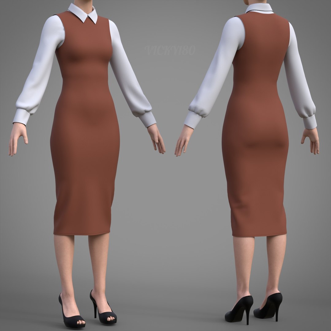Pinafore Dress and Shirt Corporate Outfit - Two Piece Womens Office Clothing Set 3D model https://p.turbosquid.com/ts-thumb/Sy/r2VALB/gY/thumbnail2/jpg/1771399433/1920x1080/fit_q87/fda3dd7c28b88cf7c73b9caad0409f7391857d45/thumbnail2.jpg