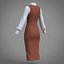 Conjunto de dos piezas para oficina de mujer: vestido y camisa tipo pichi.