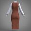 Conjunto de dos piezas para oficina de mujer: vestido y camisa tipo pichi.