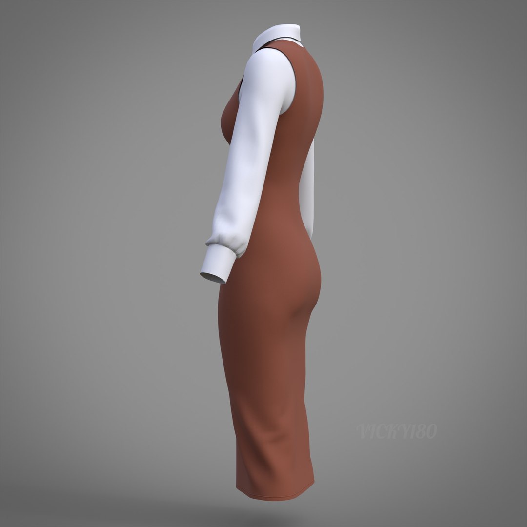 Pinafore Dress and Shirt Corporate Outfit - Two Piece Womens Office Clothing Set 3D model https://p.turbosquid.com/ts-thumb/Sy/r2VALB/ln/dress0022/jpg/1771399516/1920x1080/fit_q87/3e6bafaa07f2a6cca3b9103dae3770b9dd8bb650/dress0022.jpg