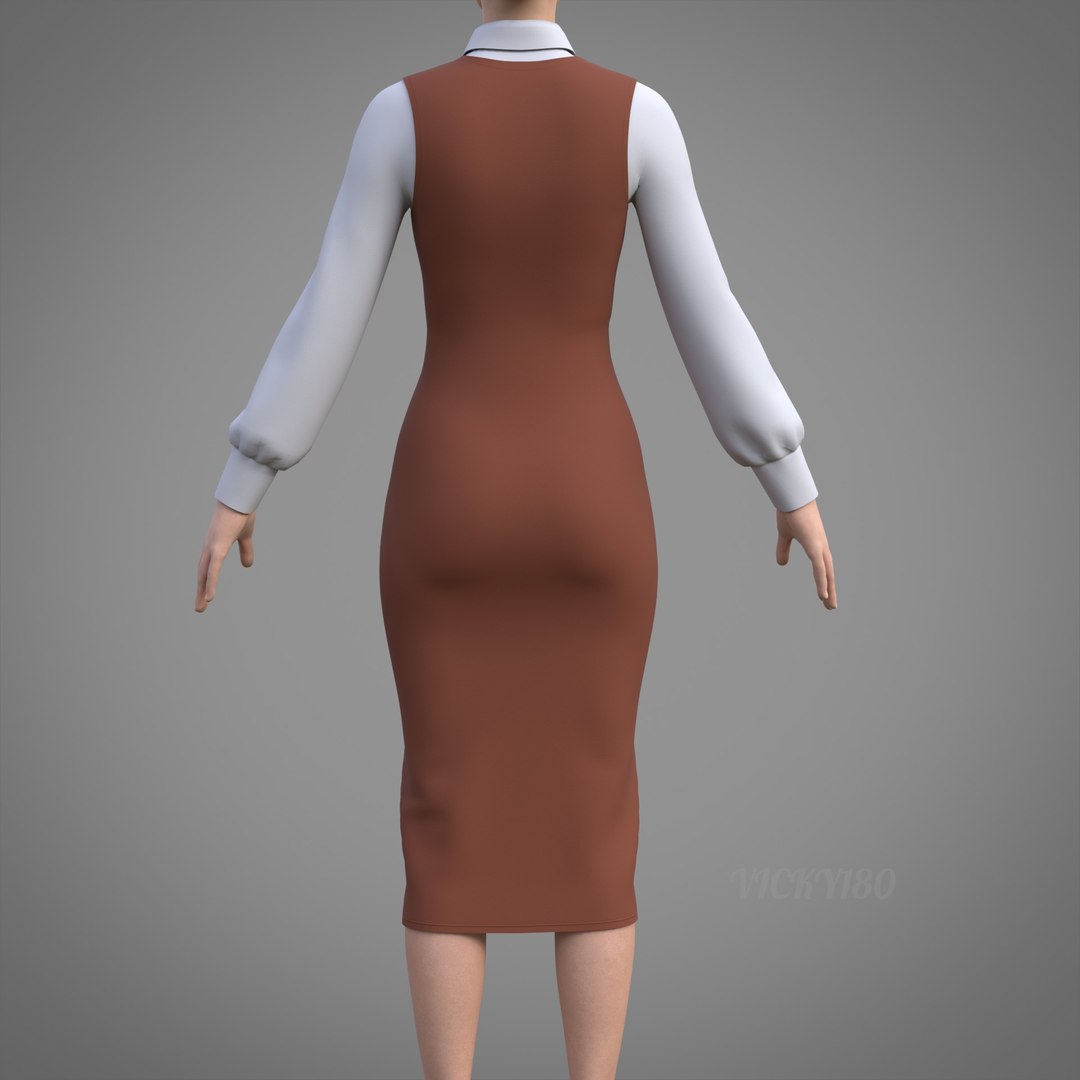 Pinafore Dress and Shirt Corporate Outfit - Two Piece Womens Office Clothing Set 3D model https://p.turbosquid.com/ts-thumb/Sy/r2VALB/n4/0002/jpg/1771399508/1920x1080/fit_q87/b2ba5cbd7e4825941ef01adfade3417b986c9964/0002.jpg
