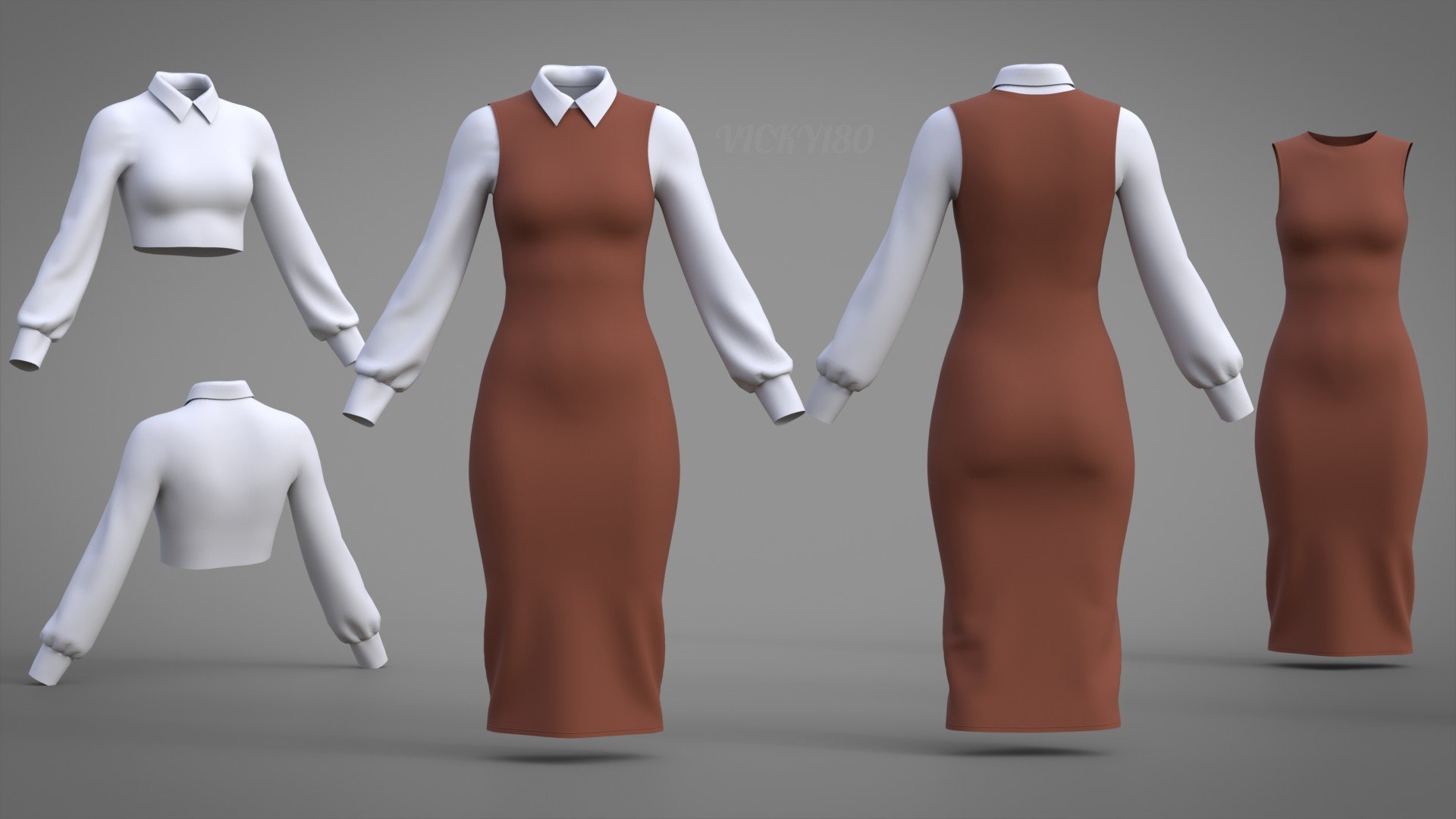 Pinafore Dress and Shirt Corporate Outfit - Two Piece Womens Office Clothing Set 3D model https://p.turbosquid.com/ts-thumb/Sy/r2VALB/v6/thumbnail9/jpg/1771399439/1920x1080/fit_q87/ee693bf521f62ac5559adbbe775ab03fa0e98b9c/thumbnail9.jpg