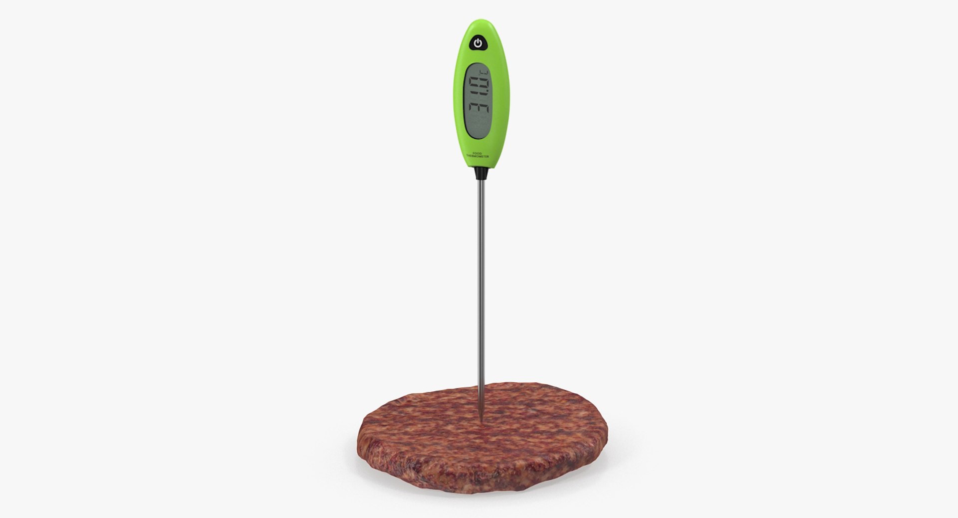 Digital Food Thermometer with Burger Patty 3D model preview