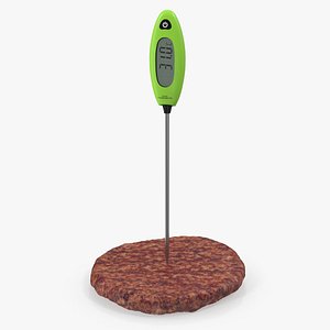 Digital Food Thermometer with Burger Patty