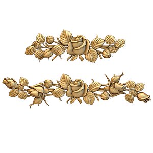 Flower rose  carved decor 3D model