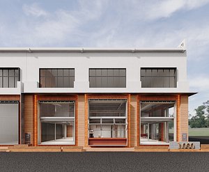 Contemporary Brick Warehouse Conversion Storefront Row 3D model