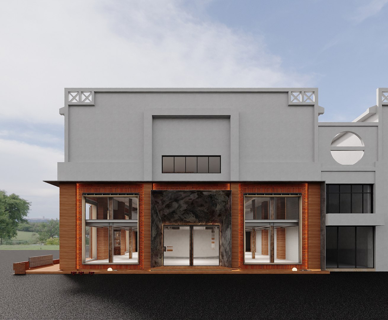 Contemporary Brick Warehouse Conversion Storefront Row 3D Model ...