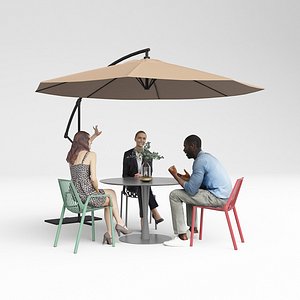 Modern Umbrella Seat Outdoor Table and Chair