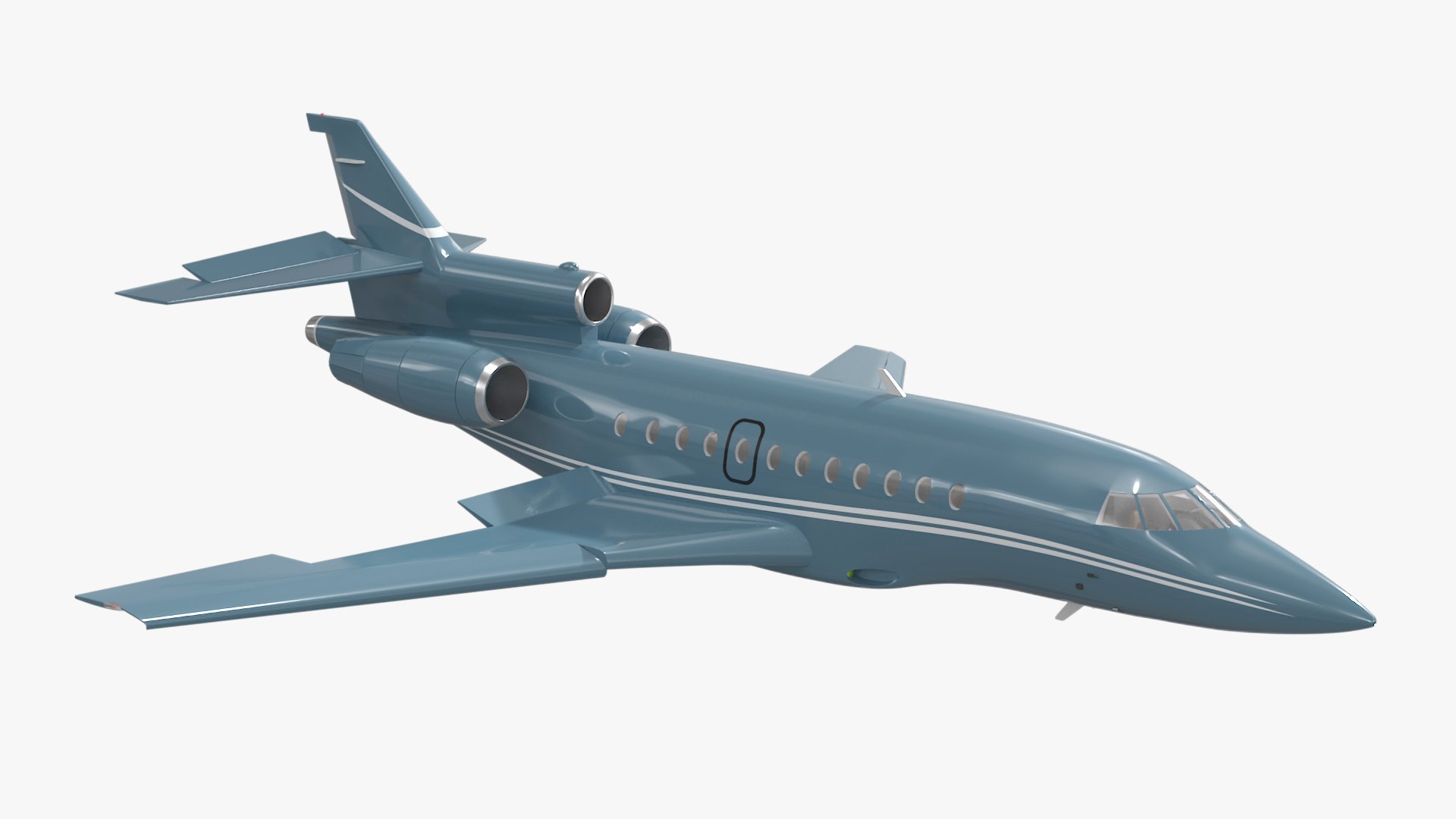 Falcon Business Jet Dassault 900  Grey Rigged 3D model preview