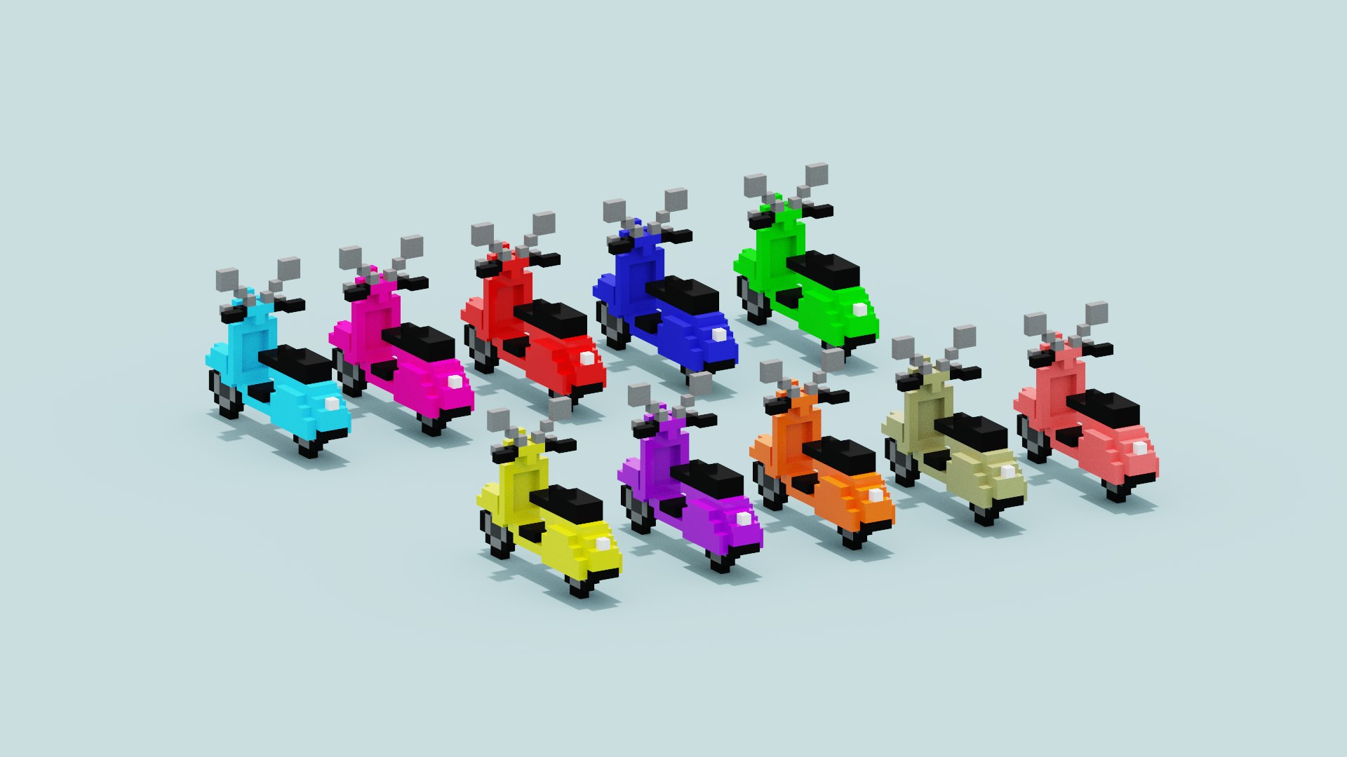 3D Voxel Vespa collection https://p.turbosquid.com/ts-thumb/Sz/J6LDH2/V5/spin202206151614310004/png/1655301590/1920x1080/fit_q87/6bacb618ed65304f6446b65a0c790d8efebe7fbe/spin202206151614310004.jpg