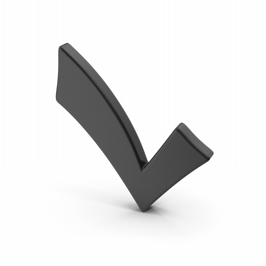 Checkmark Symbol model https://p.turbosquid.com/ts-thumb/Sz/K7ZW1Y/tf/blackcheckmarksymbol.g10.2k/png/1648838571/1920x1080/fit_q87/176333585dd05f09777932d8d6eece3c398a6672/blackcheckmarksymbol.g10.2k.jpg
