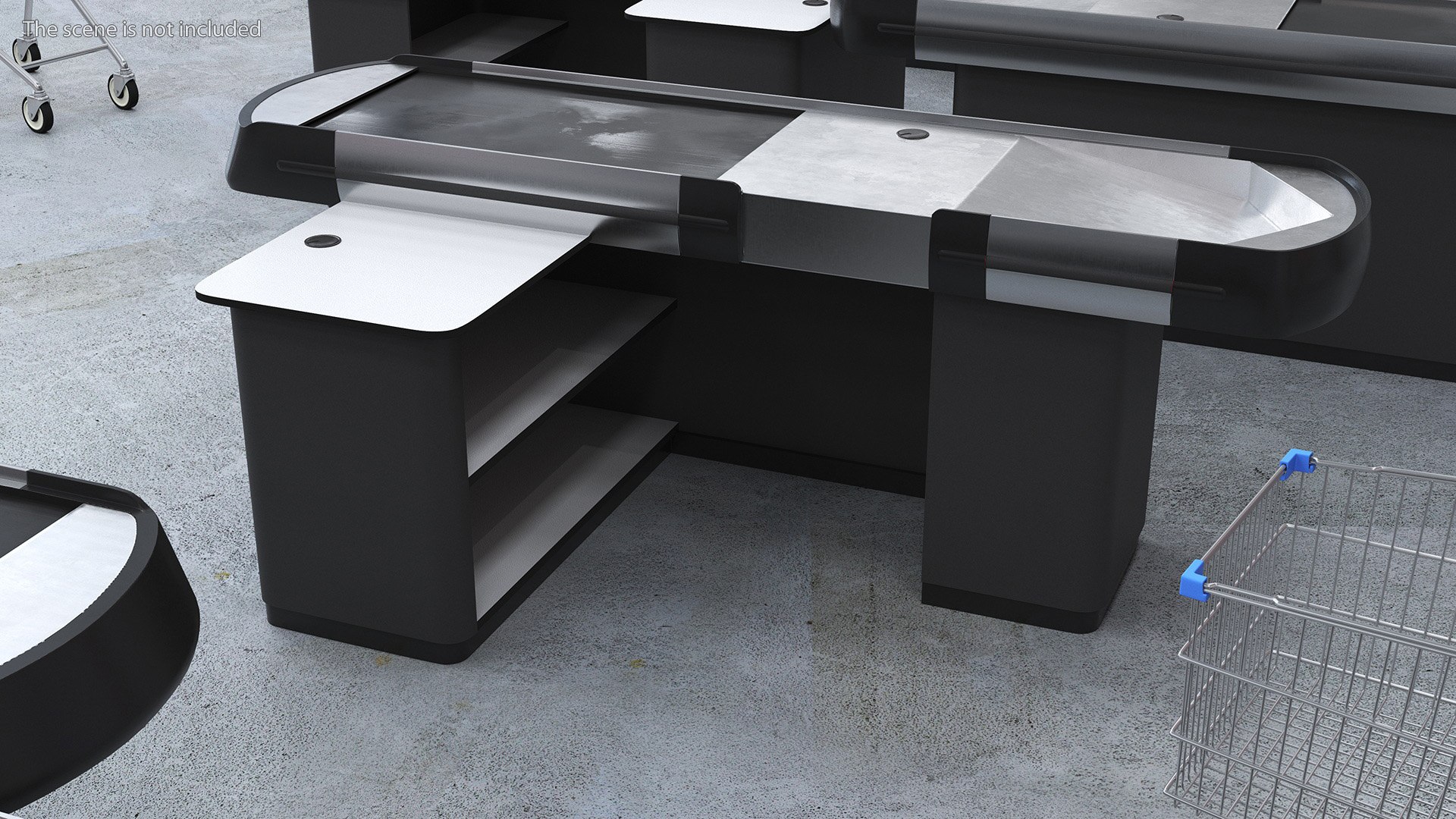 3D Small Supermarket Checkout Counter Grey model - TurboSquid 2178344
