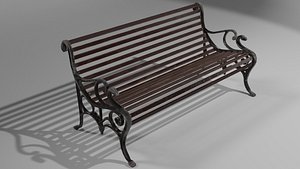 victorian park bench polys 3D model
