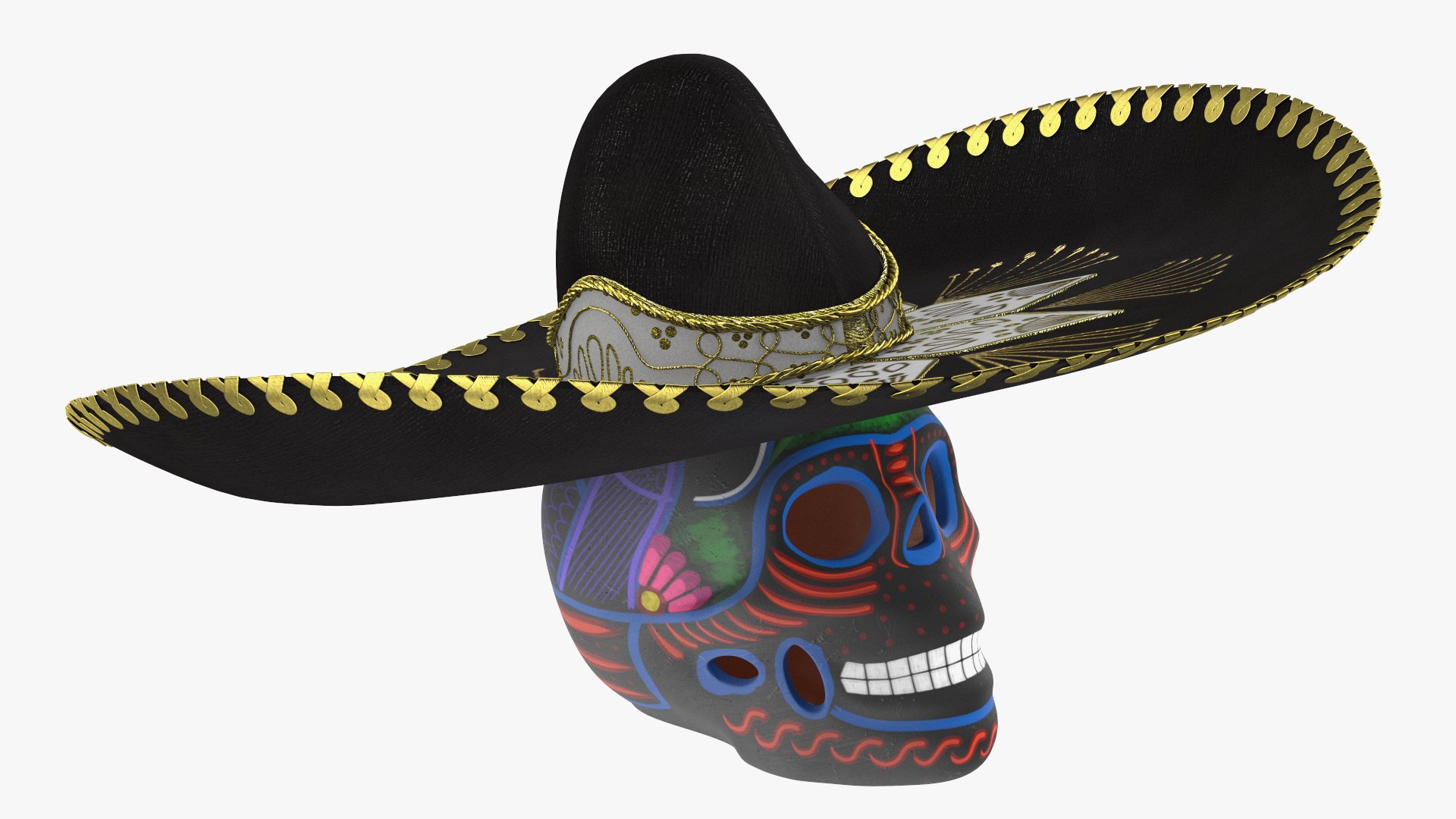 Dark Mariachi Skull 3D model preview
