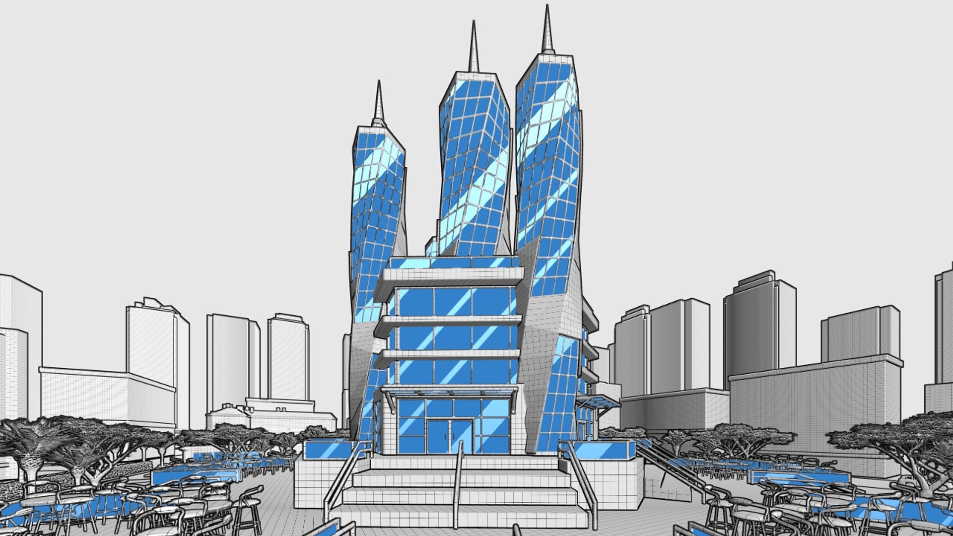 3D Model Modern Skycraper Skyscrapers Building - TurboSquid 1573849