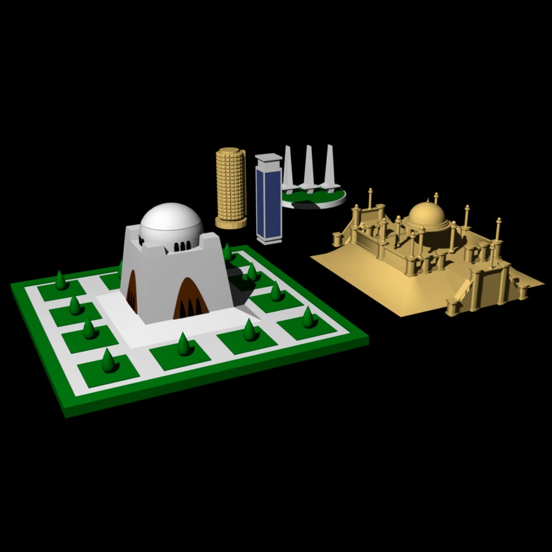 3D Karachi landmarks model https://p.turbosquid.com/ts-thumb/Sz/lPM5RU/LR/thumb/jpg/1685458965/1920x1080/fit_q87/3540c45f728fcadde83c93e2c33a340875642e41/thumb.jpg