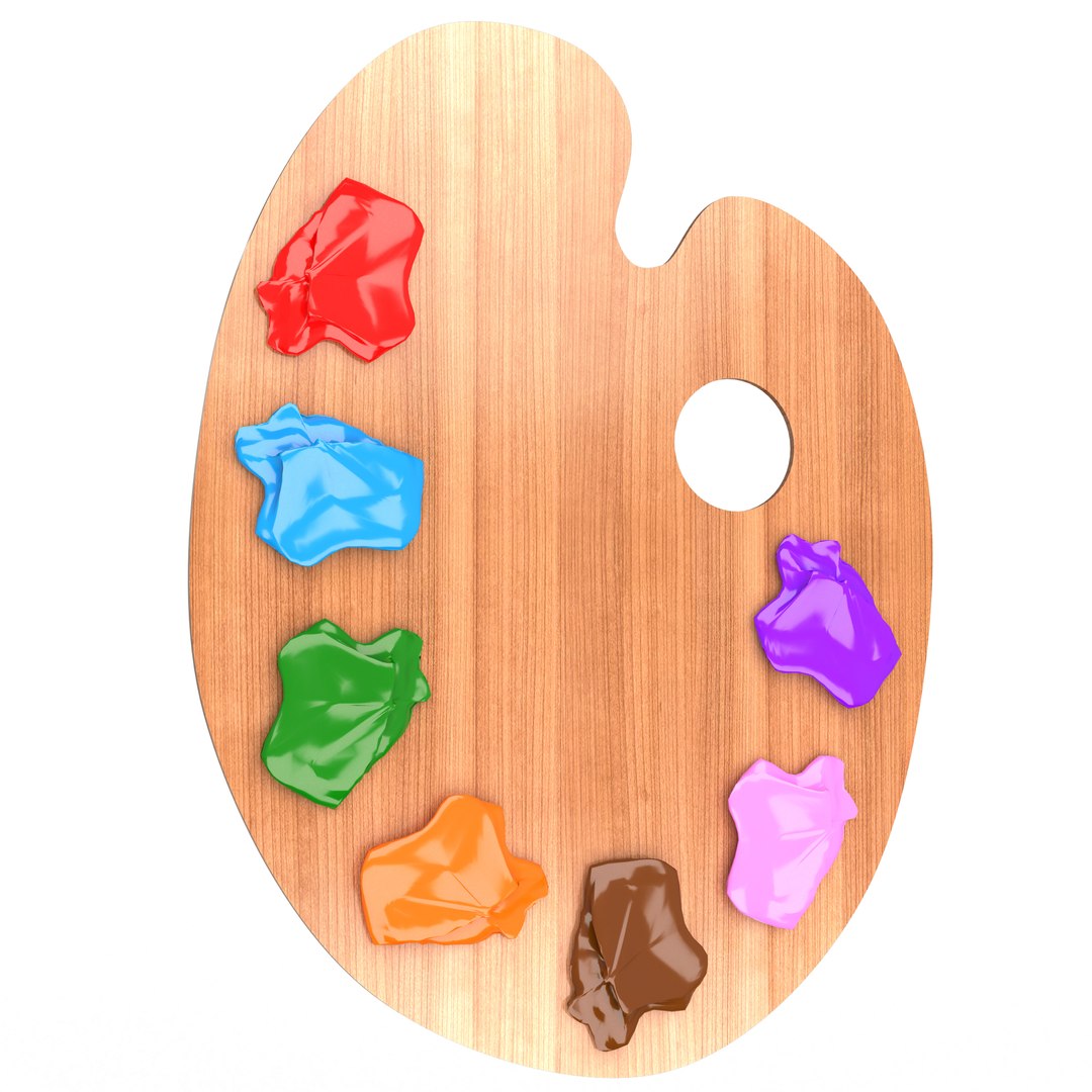 3D Wooden Paint Palette - TurboSquid 1813526