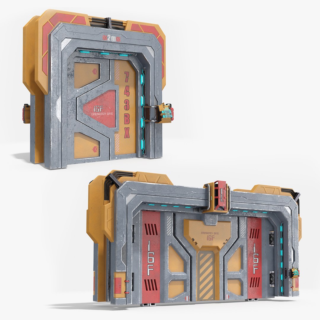 Sci Fi Sliding Blast Doors Collection 3D model preview