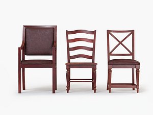 3d model wooden chairs collected