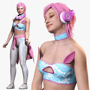 Sokor  Stylized Urban Female Character  Game Ready Rigged 3D Model 3D