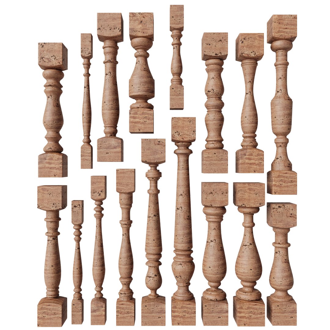 3D Model Baluster And Railing Fence Of Stairs Pack 01 - TurboSquid 2037987