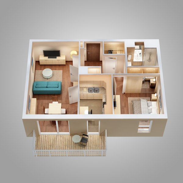 lighting floor plan scene 3d model