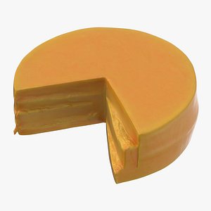 3D model cheddar cheese wheel cut