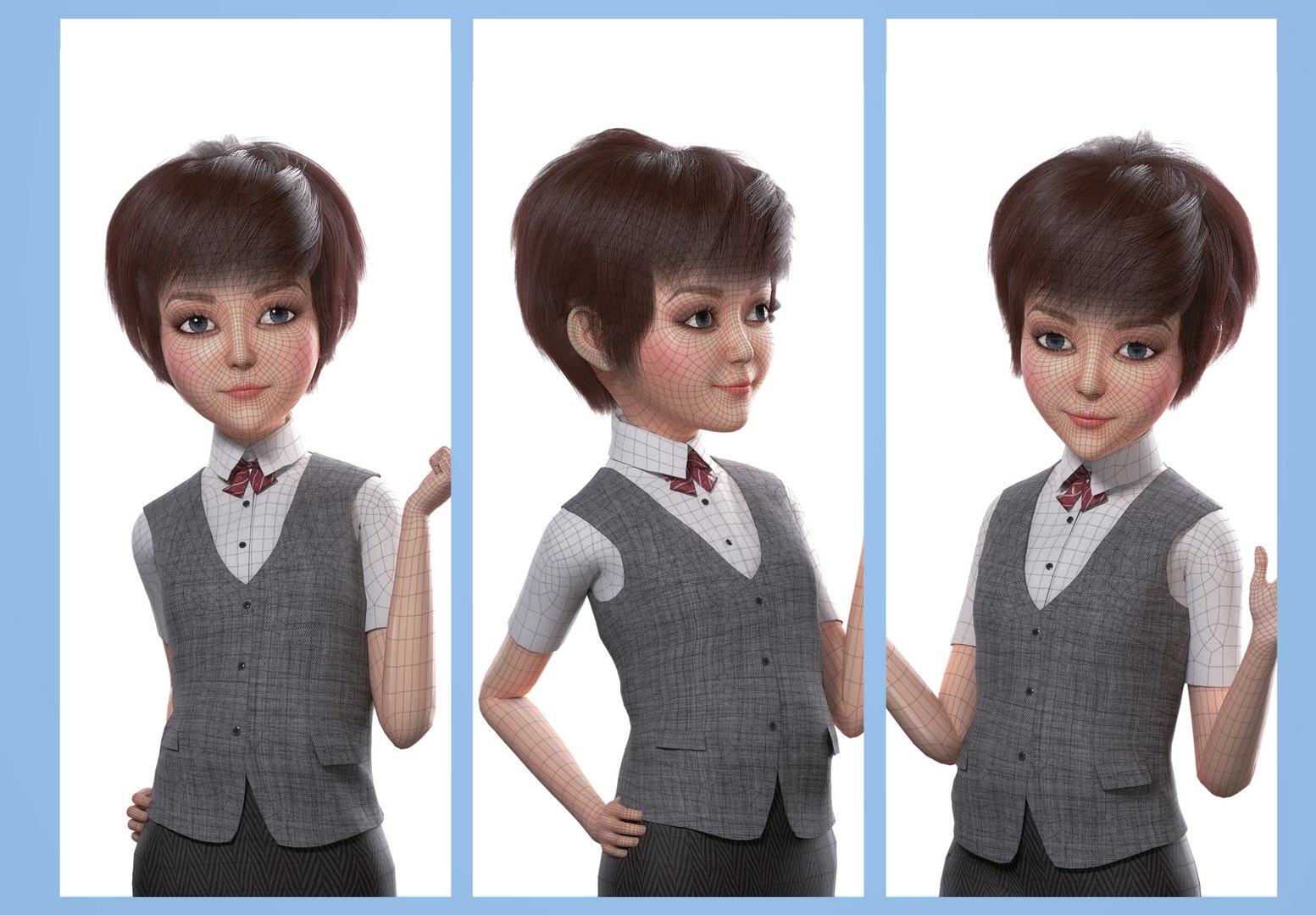 3D Model Business Suit Woman Cartoon Girl Rigger - TurboSquid 1767103