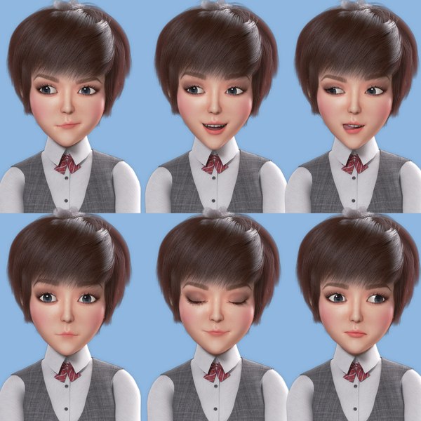 3D model Business Suit Woman Cartoon Girl rigger