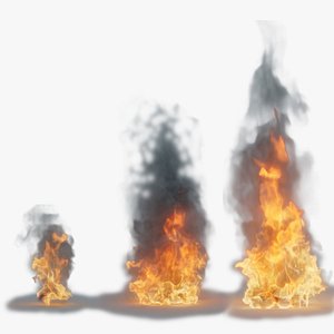 Pack of High Rez 3D Fire with 3 different Flame sizes perfectly Loopable in 120 frames - VDB Model