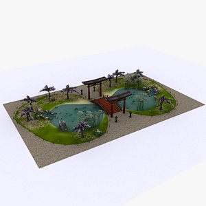 3d medieval japan pool model