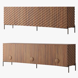 Crate and Barrel Raffael Carved Wood Media Console 3D