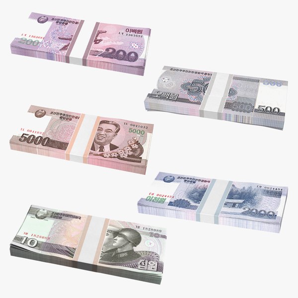 3D North Korea Banknotes Bundles Collection 3