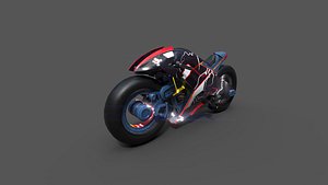 Sci-Fi Motorcycle Neon X3 3D Low Poly Model With 4k PBR Textures 3D model